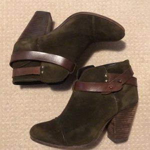 Rag & Bone green suede booties.